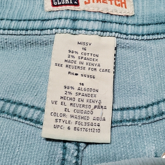 Deadstock Vintage 90s Faded Glory Aqua Velvet Corduroy Boot Cut Mid Waist Jeans - Picture 11 of 11